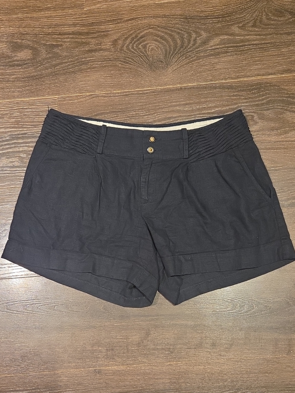 ❤️ ANTHROPOLOGIE ELEVENSES LINEN BLEND SHORTS, NAVY, 12 (31)